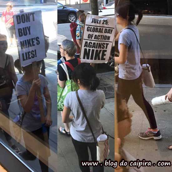 protestando contra a Nike